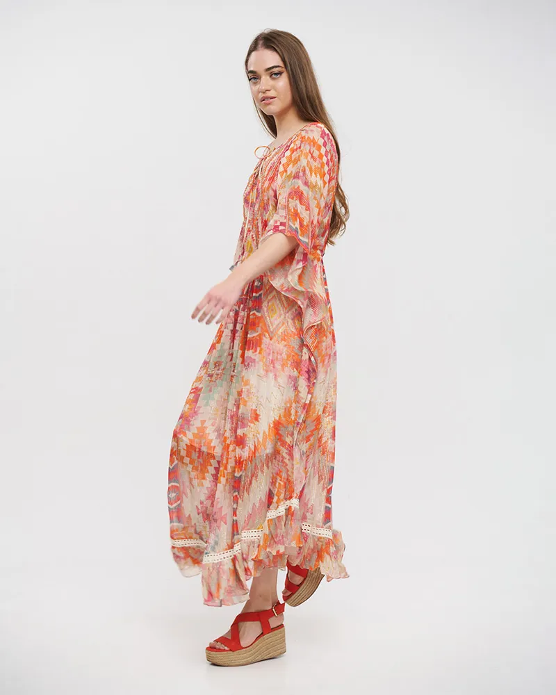 ΦΟΡΕΜΑ/ΚΑΦΤΑΝΙ ΚΟΚΚΙΝΟ/ΡΟΖ/ΛΕΥΚΟ ΜΕ ΣΧΕΔΙΑ ONE SIZE (100% VISCOSE)