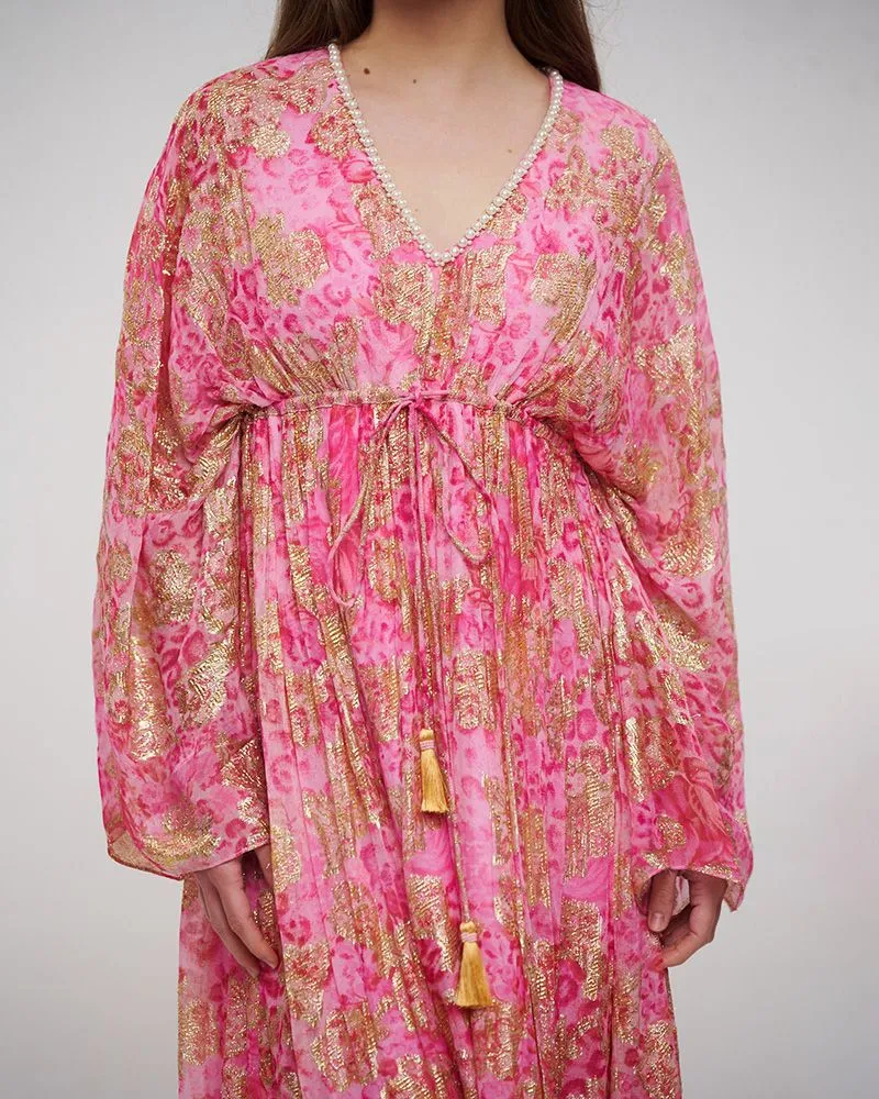 ΦΟΡΕΜΑ/ΚΑΦΤΑΝΙ ΡΟΖ/ΧΡΥΣΟ ΜΕ ΣΧΕΔΙΑ ONE SIZE (100% VISCOSE)