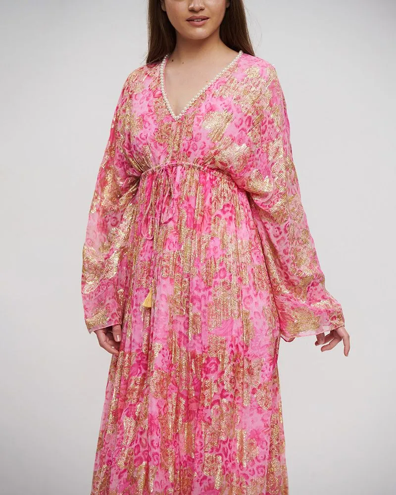 ΦΟΡΕΜΑ/ΚΑΦΤΑΝΙ ΡΟΖ/ΧΡΥΣΟ ΜΕ ΣΧΕΔΙΑ ONE SIZE (100% VISCOSE)