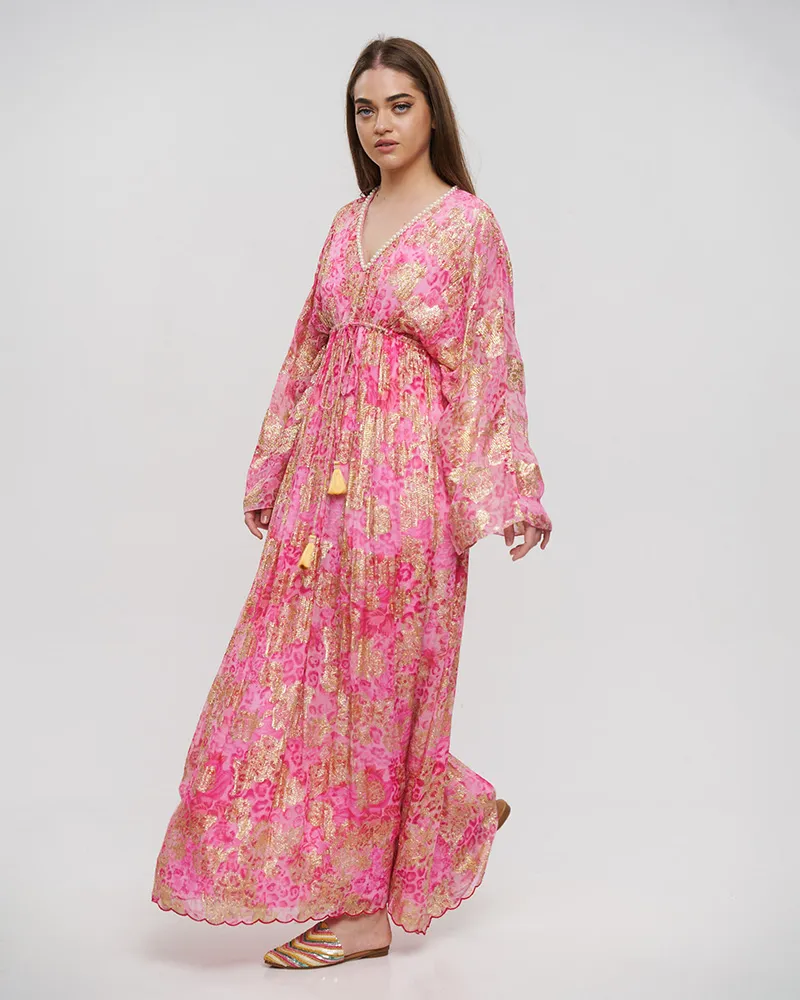 ΦΟΡΕΜΑ/ΚΑΦΤΑΝΙ ΡΟΖ/ΧΡΥΣΟ ΜΕ ΣΧΕΔΙΑ ONE SIZE (100% VISCOSE)