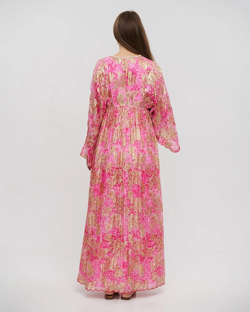 ΦΟΡΕΜΑ/ΚΑΦΤΑΝΙ ΡΟΖ/ΧΡΥΣΟ ΜΕ ΣΧΕΔΙΑ ONE SIZE (100% VISCOSE)