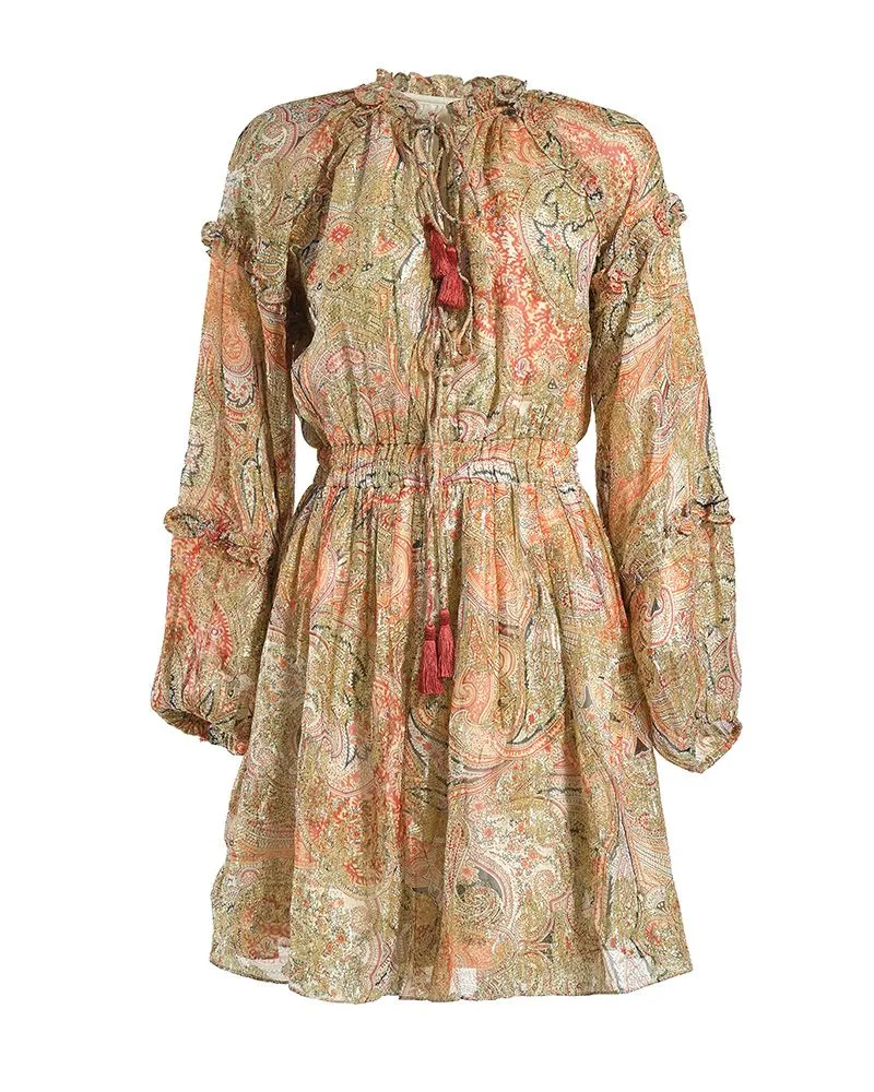 ΦΟΡΕΜΑ ΚΟΝΤΟ ΠΟΛΥΧΡΩΜΟ ΜΕ ΧΡΥΣΕΣ ΛΕΠΤΟΜΕΡΕΙΕΣ ONE SIZE (100% VISCOSE)