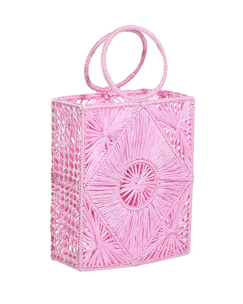 ΤΣΑΝΤΑ ΨΑΘΙΝΗ ΡΟΖ 21χ9χ26/35(100% RAFFIA).