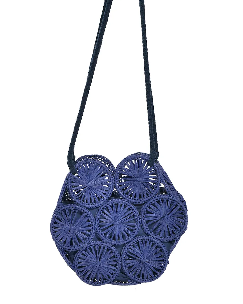 ΤΣΑΝΤΑ ΨΑΘΙΝΗ ΜΠΛΕ 23χ8χ22/72(100% RAFFIA)