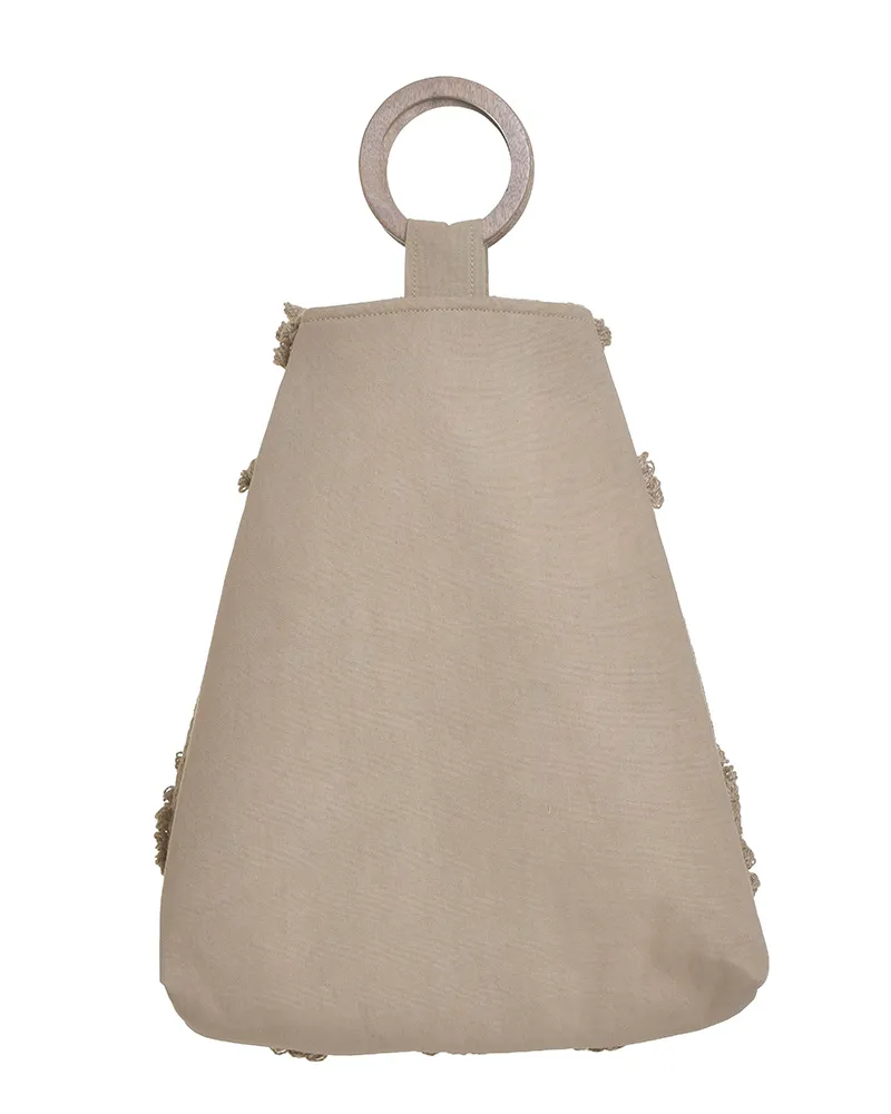 ΤΣΑΝΤΑ ΨΑΘΙΝΗ ΜΠΕΖ/ΚΑΦΕ ΜΕ ΞΥΛΙΝΟ ΧΕΡΟΥΛΙ 36X10X50/62 (50% JUTE 50% COTTON)