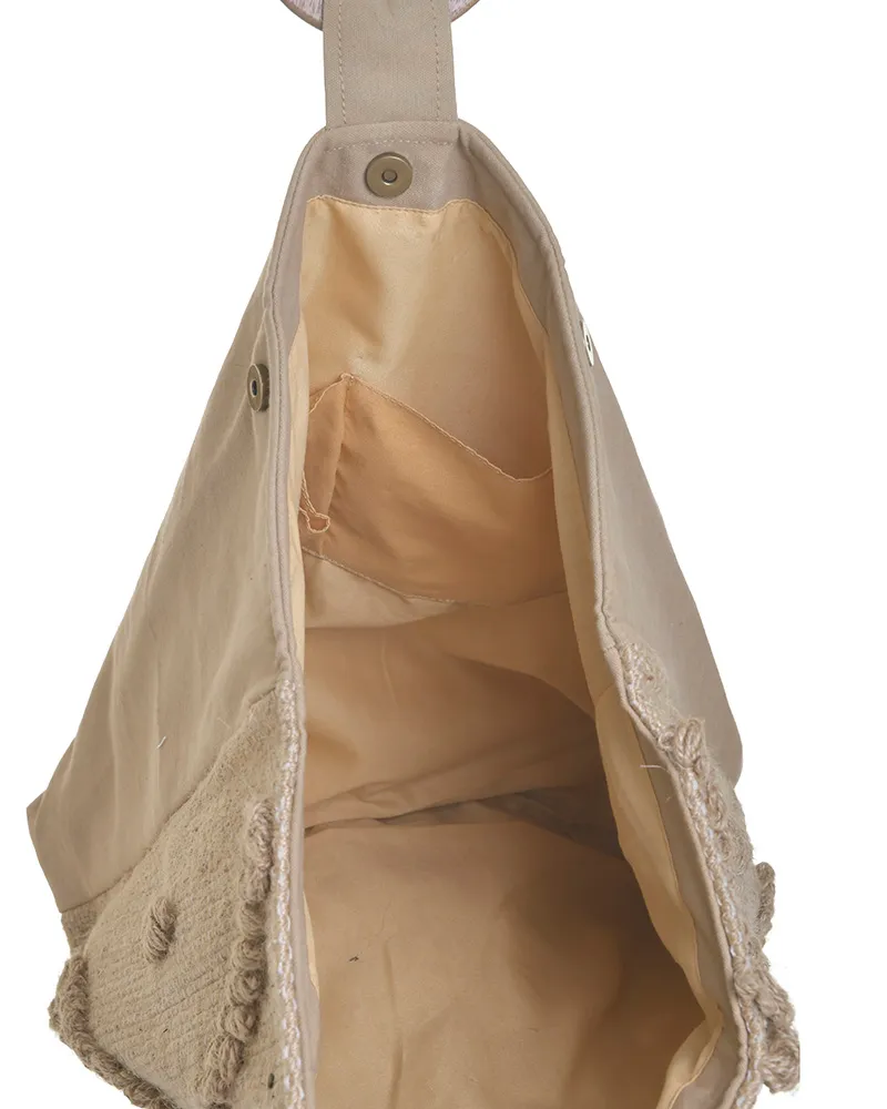 ΤΣΑΝΤΑ ΨΑΘΙΝΗ ΜΠΕΖ/ΚΑΦΕ ΜΕ ΞΥΛΙΝΟ ΧΕΡΟΥΛΙ 36X10X50/62 (50% JUTE 50% COTTON)