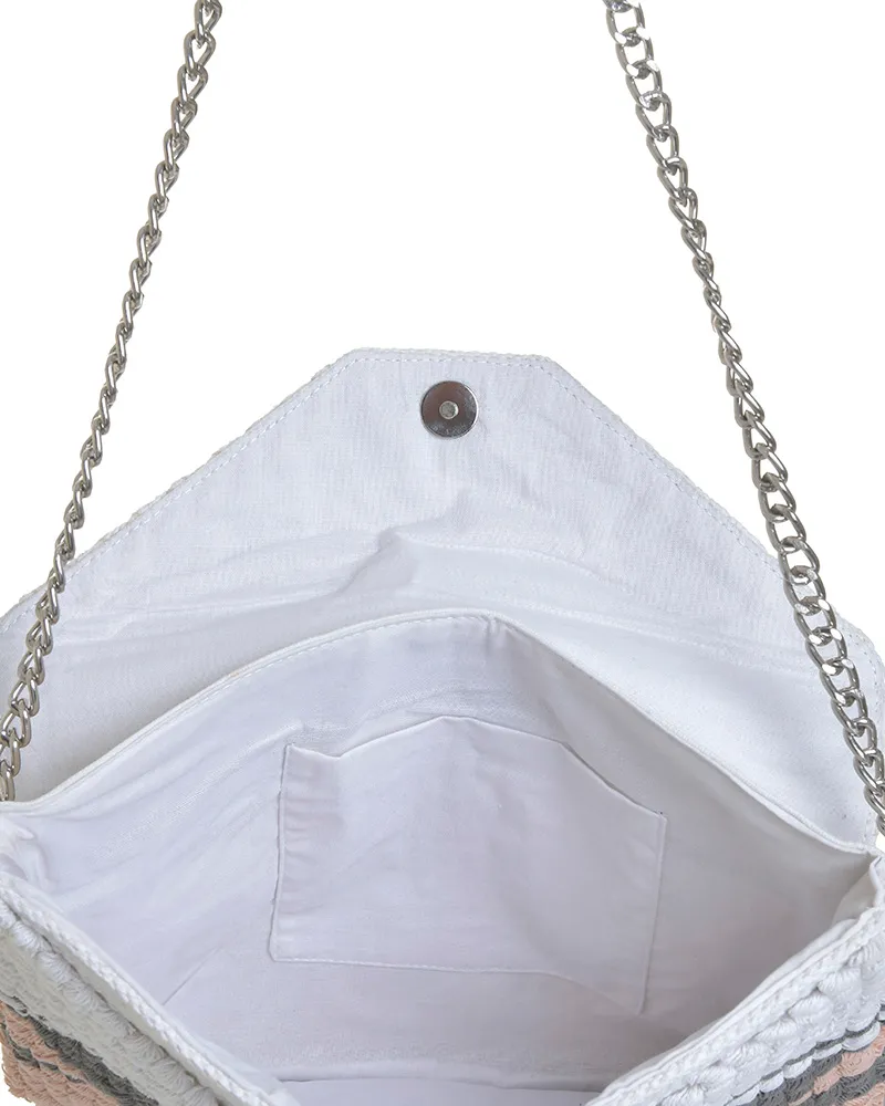 ΤΣΑΝΤΑΚΙ ΥΦΑΣΜΑΤΙΝO ΑΣΠΡΟ/ΓΚΡΙ/ΡΟΖ 31X2X27/78 (100% COTTON)