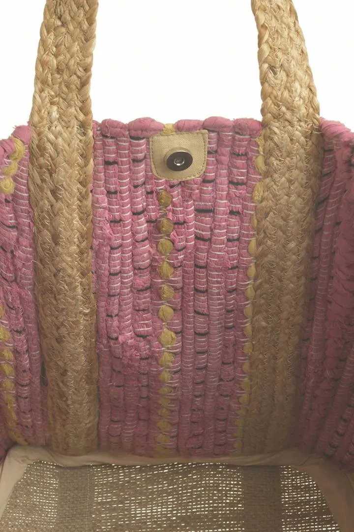 ΤΣΑΝΤΑ ΑΠΟ ΓΙΟΥΤΑ ΡΟΖ ''SUNRISE'' 60x40 (70%COTTON 30%JUTE)