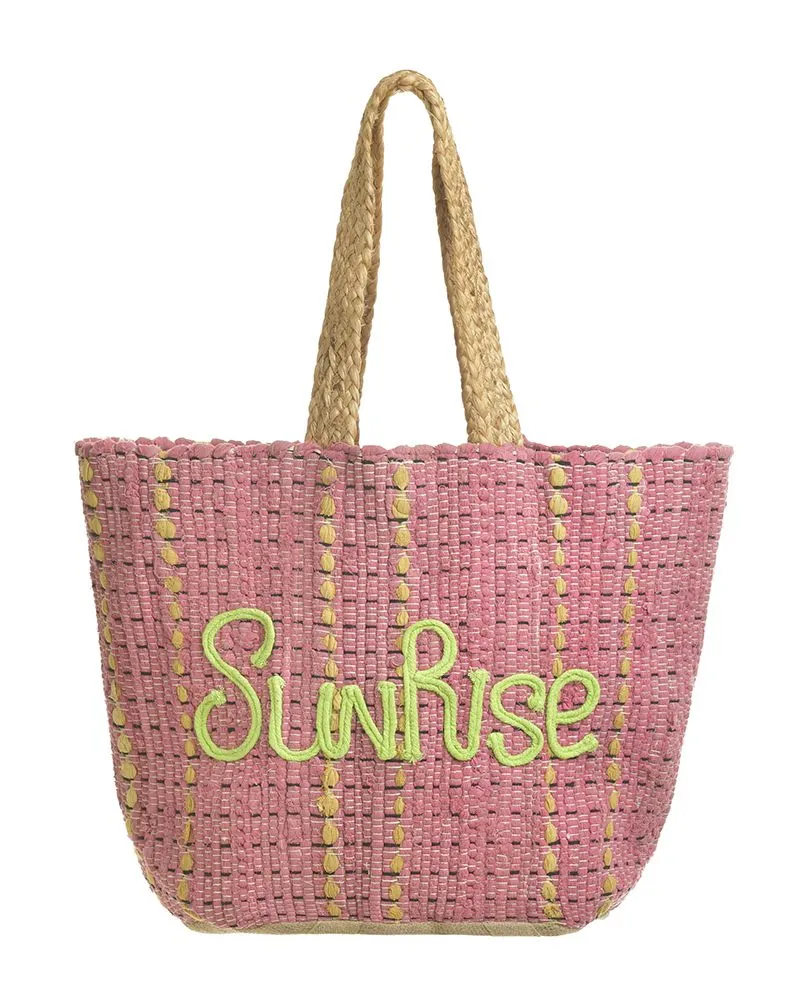 ΤΣΑΝΤΑ ΑΠΟ ΓΙΟΥΤΑ ΡΟΖ ”SUNRISE” 60×40 (70%COTTON 30%JUTE)
