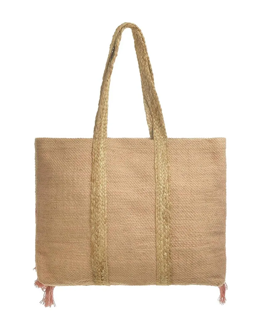 ΤΣΑΝΤΑ ΑΠΟ ΓΙΟΥΤΑ ΡΟΖ/ΦΟΥΞ 50×40 (70%COTTON 30%JUTE)