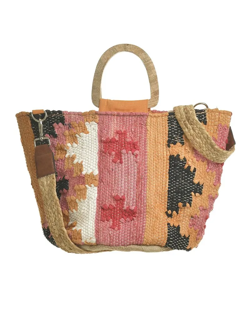 ΤΣΑΝΤΑ ΑΠΟ ΓΙΟΥΤΑ ΦΟΥΞ/ΠΟΡΤΟΚΑΛΙ ΜΕ ΓΕΩΜΕΤΡΙΚΑ ΣΧΕΔΙΑ 50×30(COTTON/JUTE)