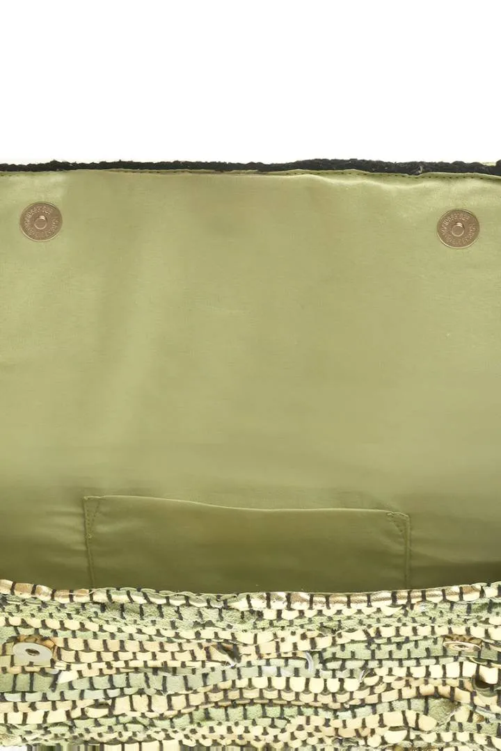 ΤΣΑΝΤΑΚΙ/ΦΑΚΕΛΟΣ ΠΡΑΣΙΝΟ ΑΠΑΛΟ/ΧΡΥΣΟ 30Χ20Χ6 (70% LEATHER 30% COTTON)