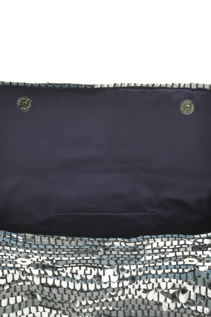 ΤΣΑΝΤΑΚΙ/ΦΑΚΕΛΟΣ ΜΠΛΕ/ΑΣΗΜΙ 30Χ20Χ6 (70%LEATHER 30% COTTON)