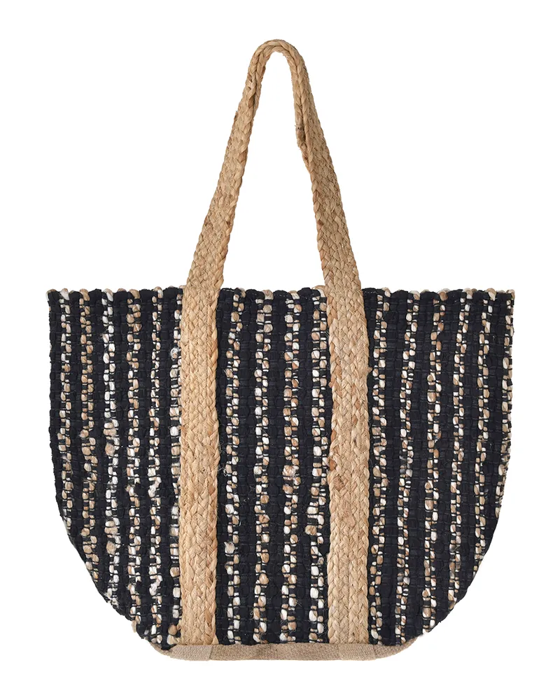 ΤΣΑΝΤΑ ΑΠΟ ΓΙΟΥΤΑ ΣΕ ΜΑΥΡΟ ΜΕ ΜΠΕΖ ΛΕΠΤΟΜΕΡΕΙΕΣ 31X40X31 (50% COTTON 50%JUTE)