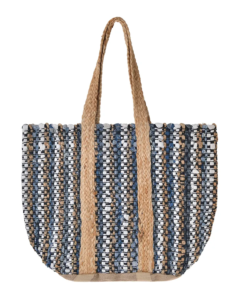 ΤΣΑΝΤΑ ΑΠΟ ΓΙΟΥΤΑ ΣΕ ΜΠΛΕ/ΛΕΥΚΕΣ/ΜΠΕΖ ΑΠΟΧΡΩΣΕΙΣ 31X40X31 (50% COTTON 50% JUTE )