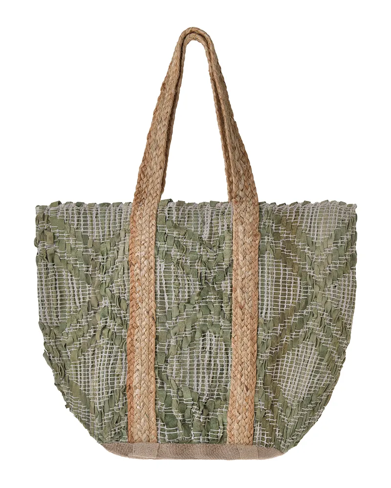 ΤΣΑΝΤΑ ΥΦΑΣΜΑΤΙΝΗ ΣΕ ΠΡΆΣΙΝΟ/ΜΠΕΖ ΧΡΩΜΑ 31X40X31 (70% LEATHER 30% JUTE) ΤΣΑΝΤΑ ΥΦΑΣΜΑΤΙΝΗ ΣΕ ΠΡΆΣΙΝΟ/ΜΠΕΖ ΧΡΩΜΑ 31X40X31 (70% LEATHER 30% JUTE)