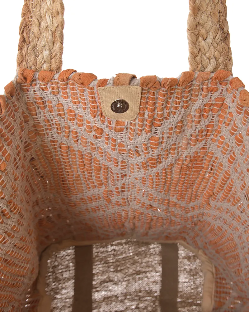 ΤΣΑΝΤΑ ΥΦΑΣΜΑΤΙΝΗ ΣΕ ΠΟΡΤΟΚΑΛΙ/ΜΠΕΖ ΧΡΩΜΑ 31X40X31 (70% LEATHER 30% JUTE) ΤΣΑΝΤΑ ΥΦΑΣΜΑΤΙΝΗ ΣΕ ΠΟΡΤΟΚΑΛΙ/ΜΠΕΖ ΧΡΩΜΑ 31X40X31 (70% LEATHER 30% JUTE)