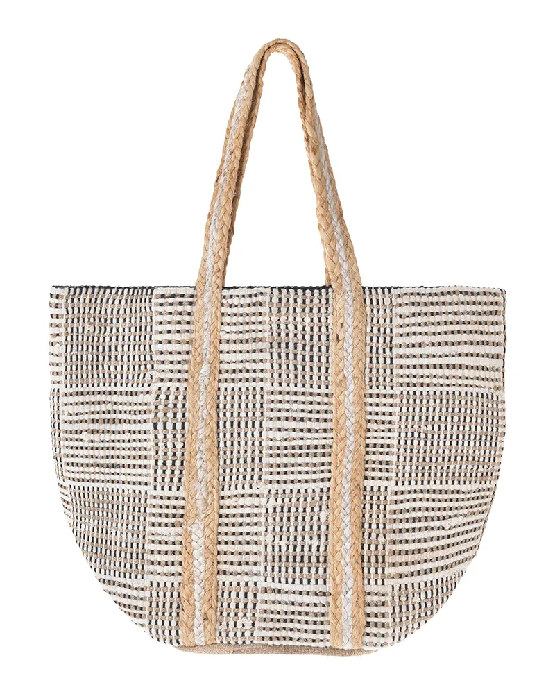 ΤΣΑΝΤΑ ΥΦΑΣΜΑΤΙΝΗ ΣΕ ΕΚΡΟY/ΜΑΥΡΟ ΜΕ ΜΟΤΙΒΑ 31X40X31 (50% COTTON 50% JUTE) ΤΣΑΝΤΑ ΥΦΑΣΜΑΤΙΝΗ ΣΕ ΕΚΡΟY/ΜΑΥΡΟ ΜΕ ΜΟΤΙΒΑ 31X40X31 (50% COTTON 50% JUTE)