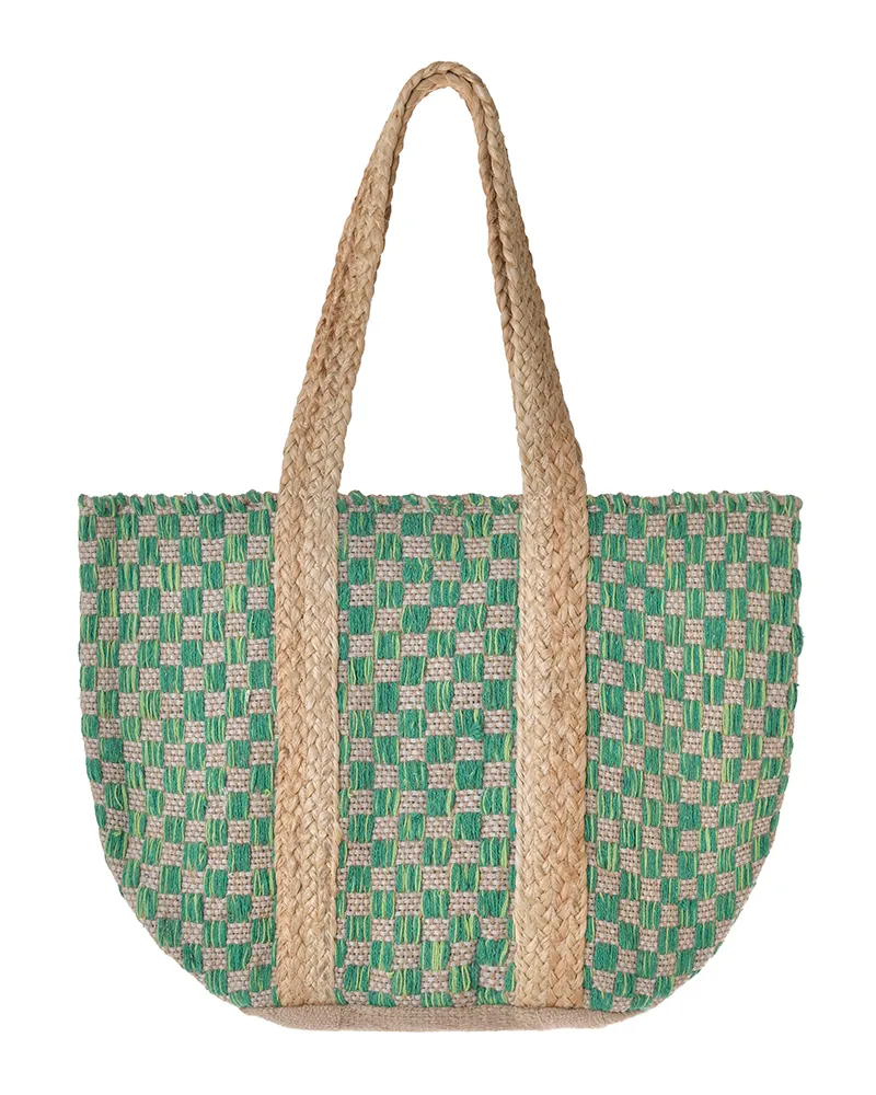 ΤΣΑΝΤΑ ΓΙΟΥΤΑ ΠΡΑΣΙΝΟ/ΜΠΕΖ 31X40X31 ( 70% COTTON 30% JUTE)