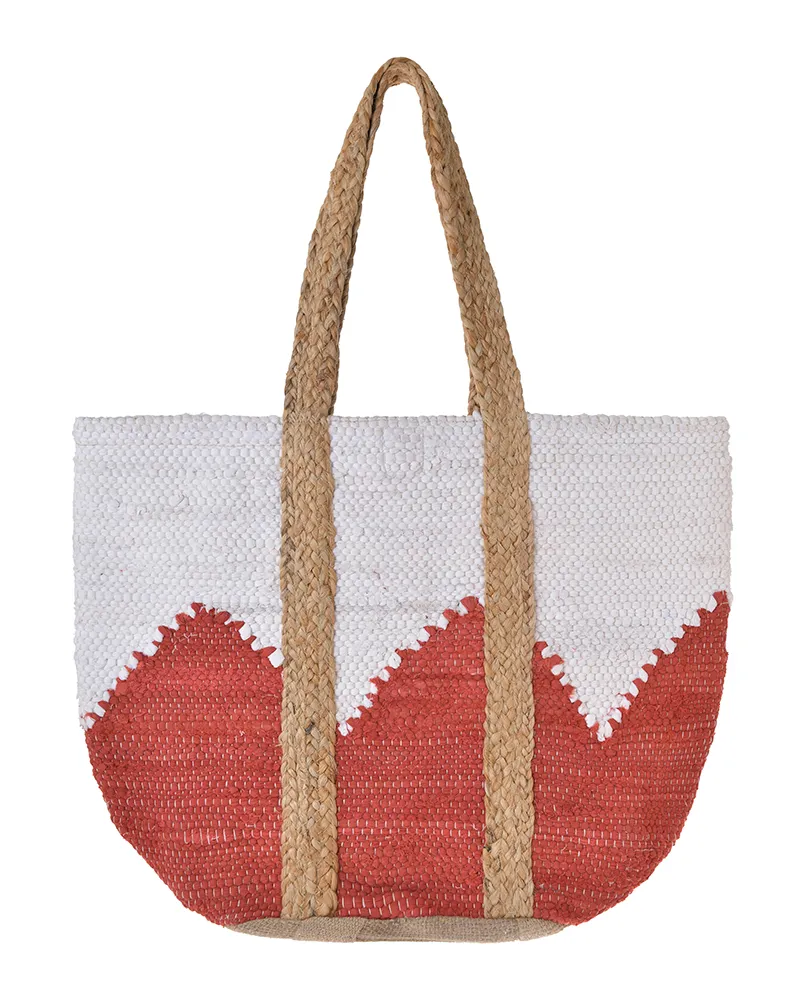 ΤΣΑΝΤΑ ΓΙΟΥΤΑ ΛΕΥΚΟ/ΚΟΚΚΙΝΟ 31X40X31 (70% COTTON 30% JUTE)