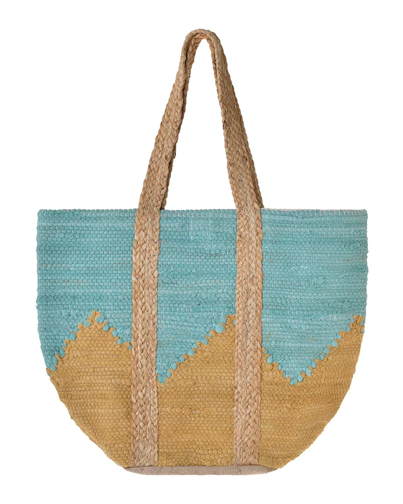 ΤΣΑΝΤΑ ΓΙΟΥΤΑ ΤΙΡΚΟΥΑΖ/ΜΟΥΣΤΑΡΔΙ 31X40X31 (70% COTTON 30% JUTE)