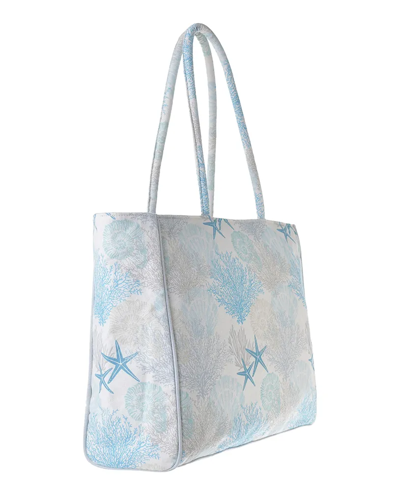 ΤΣΑΝΤΑ ΥΦΑΣΜΑΤΙΝΗ ΛΕΥΚΗ/ΓΑΛΑΖΙΑ ΜΕ ΚΟΡΑΛΙΑ 40X32X14 (100% COTTON CANVAS) ΤΣΑΝΤΑ ΥΦΑΣΜΑΤΙΝΗ ΛΕΥΚΗ/ΓΑΛΑΖΙΑ ΜΕ ΚΟΡΑΛΙΑ 40X32X14 (100% COTTON CANVAS)