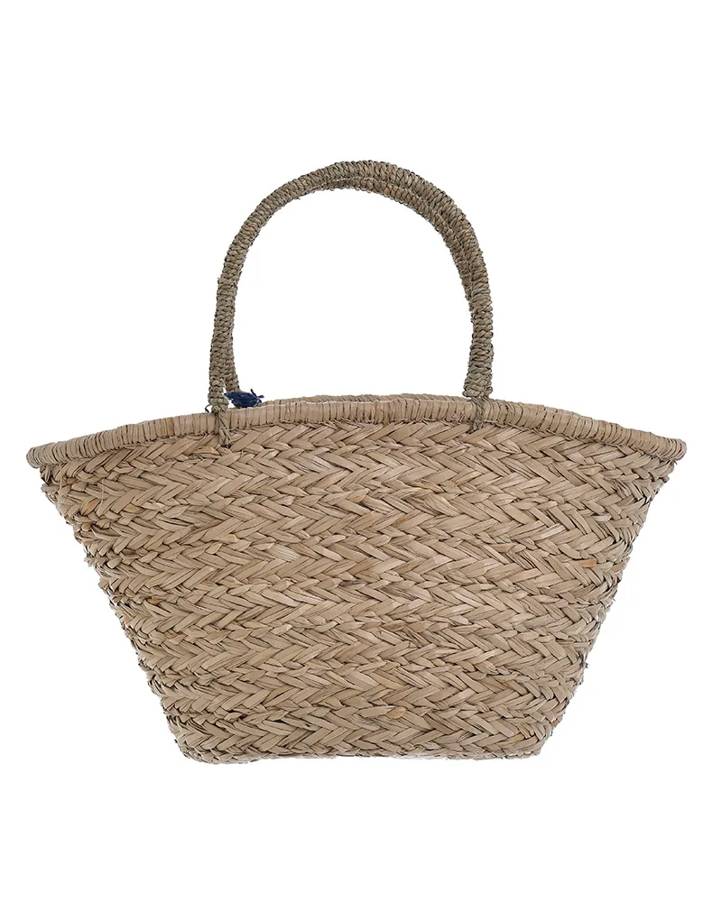 ΚΑΛΑΘΙ ΘΑΛΑΣΣΗΣ ΨΑΘΙΝΟ ΜΕ ΜΠΛΕ/ΜΠΕΖ ΛΕΠΤΟΜΕΡΕΙΕΣ ΚΑΙ ΠΟΜ-ΠΟΜ 58Χ19Χ28 (100% SEAGRASS)