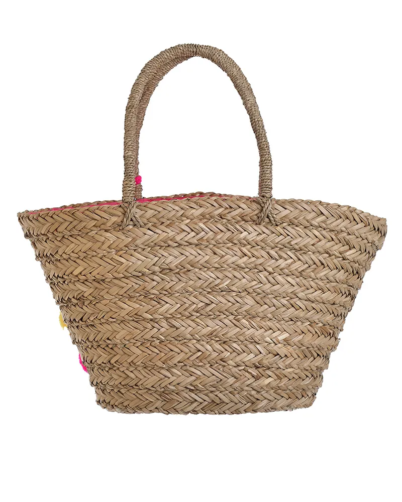 ΤΣΑΝΤΑ ΨΑΘΙΝΗ ''SEA SUN SALT'' ΜΕ ΡΟΖ ΛΕΠΤΟΜΕΡΕΙΕΣ ΚΑΙ ΦΟΥΝΤΑΚΙΑ 53Χ30