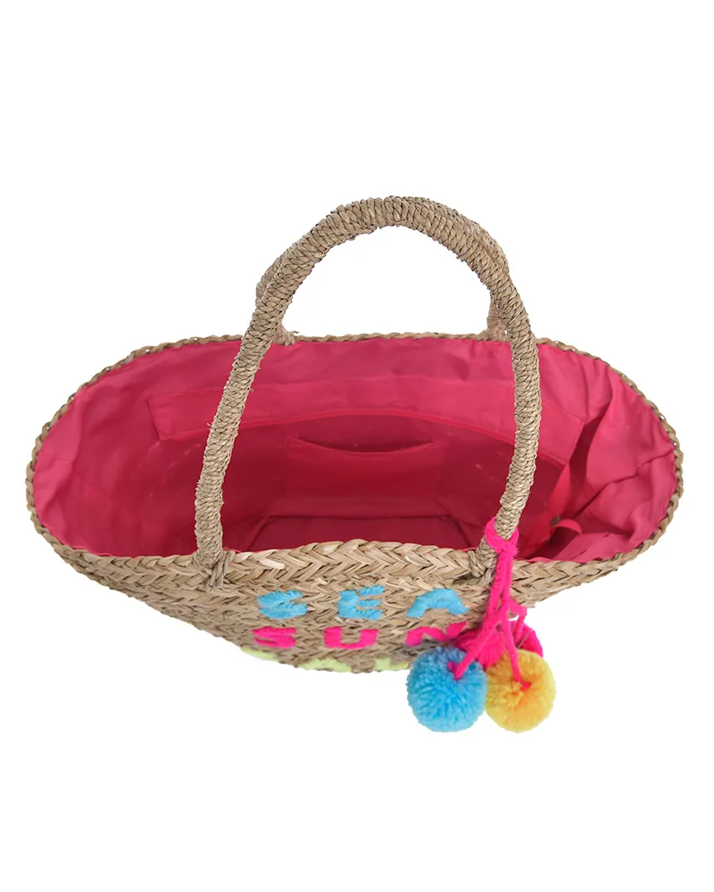 ΤΣΑΝΤΑ ΨΑΘΙΝΗ ''SEA SUN SALT'' ΜΕ ΡΟΖ ΛΕΠΤΟΜΕΡΕΙΕΣ ΚΑΙ ΦΟΥΝΤΑΚΙΑ 53Χ30