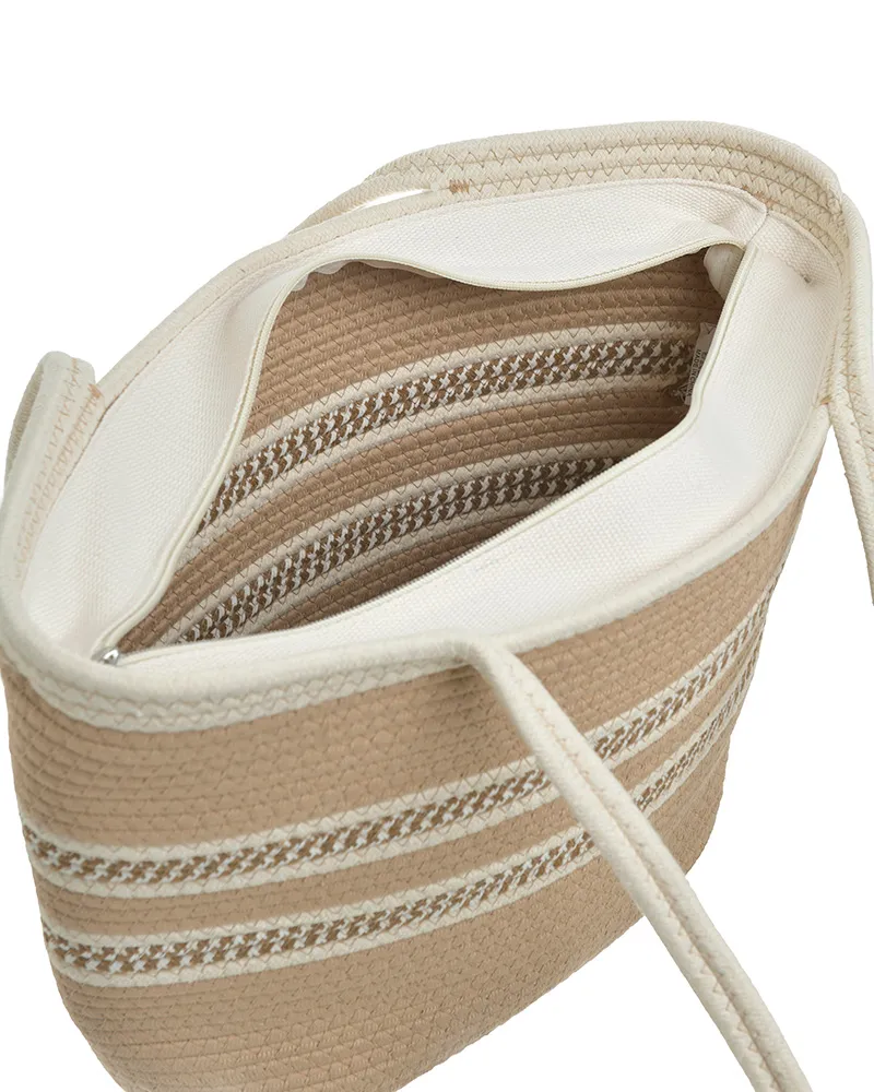 ΤΣΑΝΤΑ ΨΑΘΙΝΗ ΣΕ ΛΕΥΚΟ/ΜΠΕΖ ΧΡΩΜΑ 45X15X30/60 (60% COTTON/40% POLYESTER)