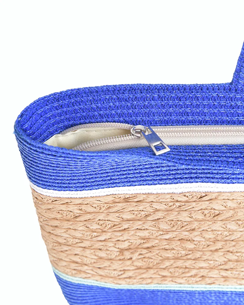 ΤΣΑΝΤΑ ΨΑΘΙΝΗ ΜΠΛΕ ΜΕ ΜΠΕΖ ΛΩΡΙΔΑ 48X30X14 (100%PAPER)