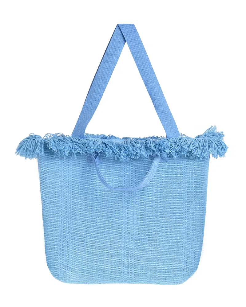 ΤΣΑΝΤΑ ΘΑΛΑΣΣΗΣ ΥΦΑΣΜΑΤΙΝΗ ΣΕ ΜΠΛΕ ΧΡΩΜΑ “SUMMER VIBES” 50X34X10 (20% COTTON & 80% POLYESTER)