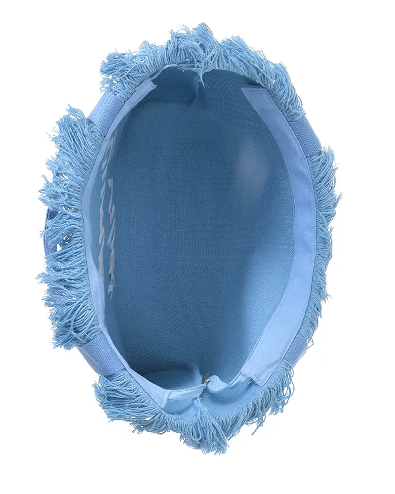 ΤΣΑΝΤΑ ΘΑΛΑΣΣΗΣ ΥΦΑΣΜΑΤΙΝΗ ΣΕ ΜΠΛΕ ΧΡΩΜΑ "SUMMER VIBES" 50X34X10 (20% COTTON & 80% POLYESTER)