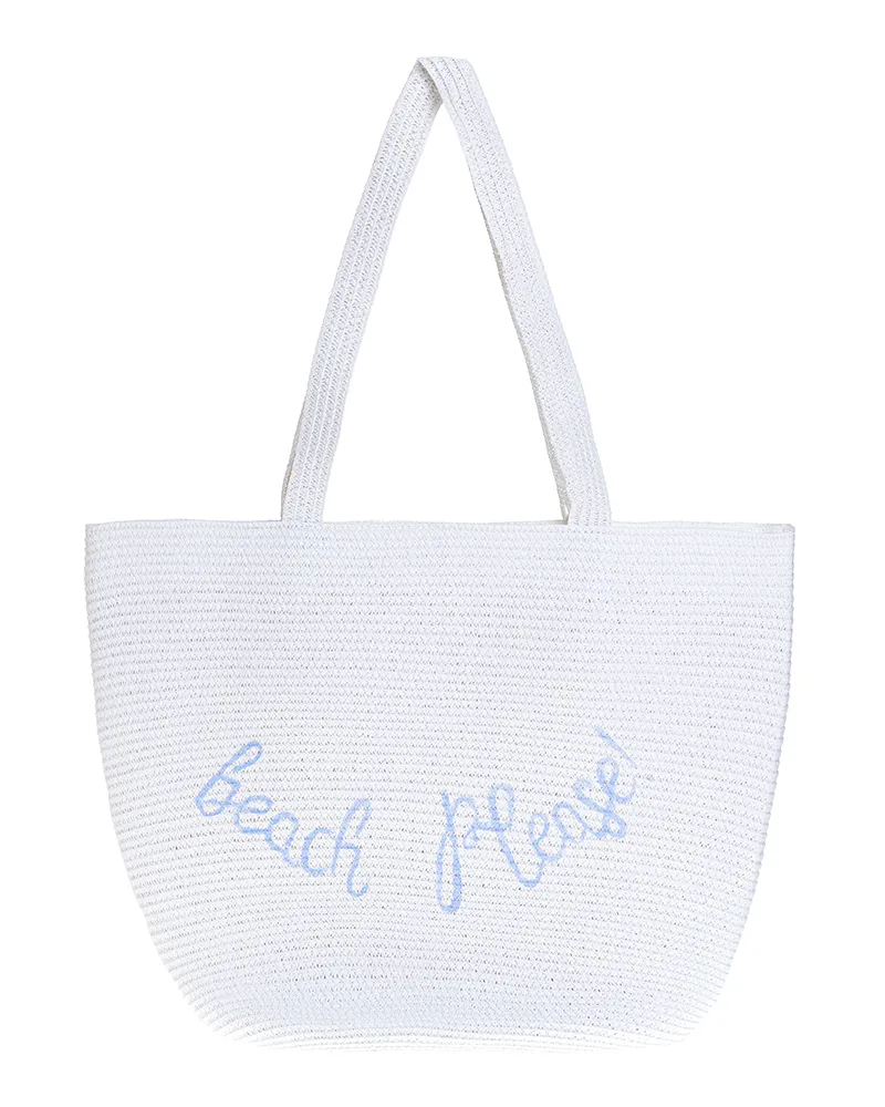 ΤΣΑΝΤΑ ΘΑΛΑΣΣΗΣ ΥΦΑΣΜΑΤΙΝΗ ΣΕ ΛΕΥΚΟ/ΓΑΛΑΖΙΟ ΧΡΩΜΑ “BEACH PLEASE” 52Χ30 (100% PAPER)