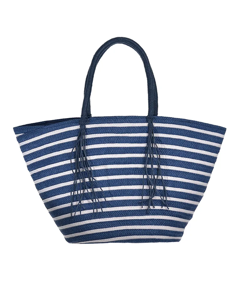 ΤΣΑΝΤΑ ΨΑΘΙΝΗ ΜΠΛΕ/ΕΚΡΟΥ ΜΕ ΡΙΓΕΣ 27Χ17Χ30