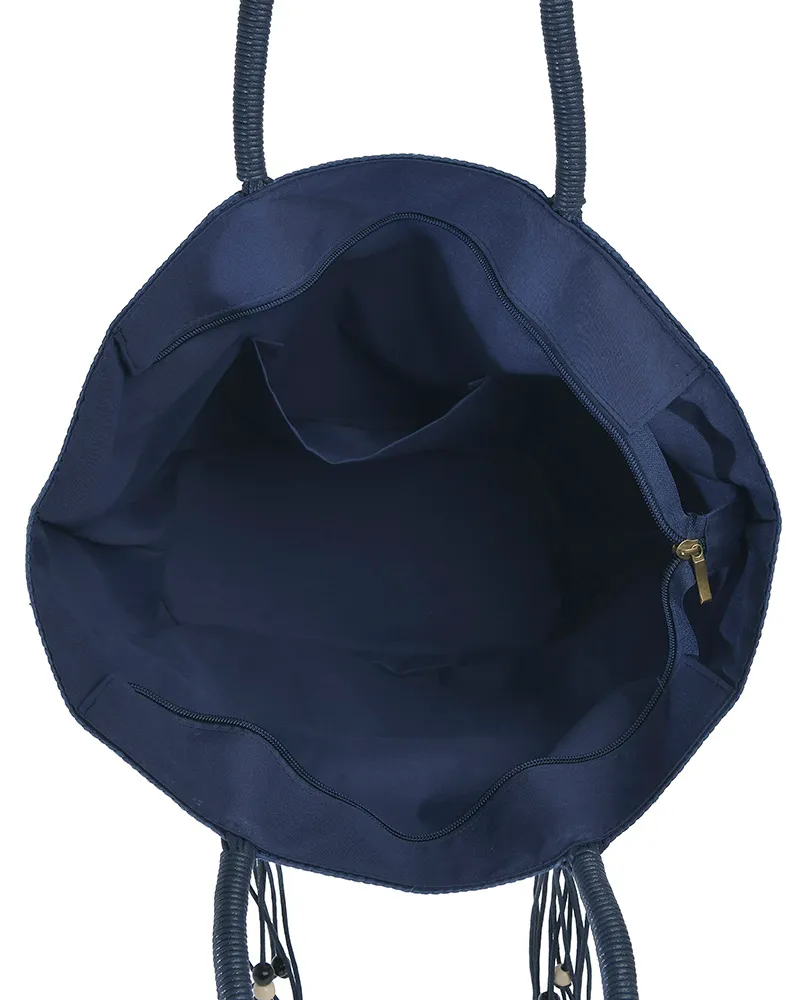 ΤΣΑΝΤΑ ΨΑΘΙΝΗ ΜΠΛΕ/ΕΚΡΟΥ ΜΕ ΡΙΓΕΣ 27Χ17Χ30