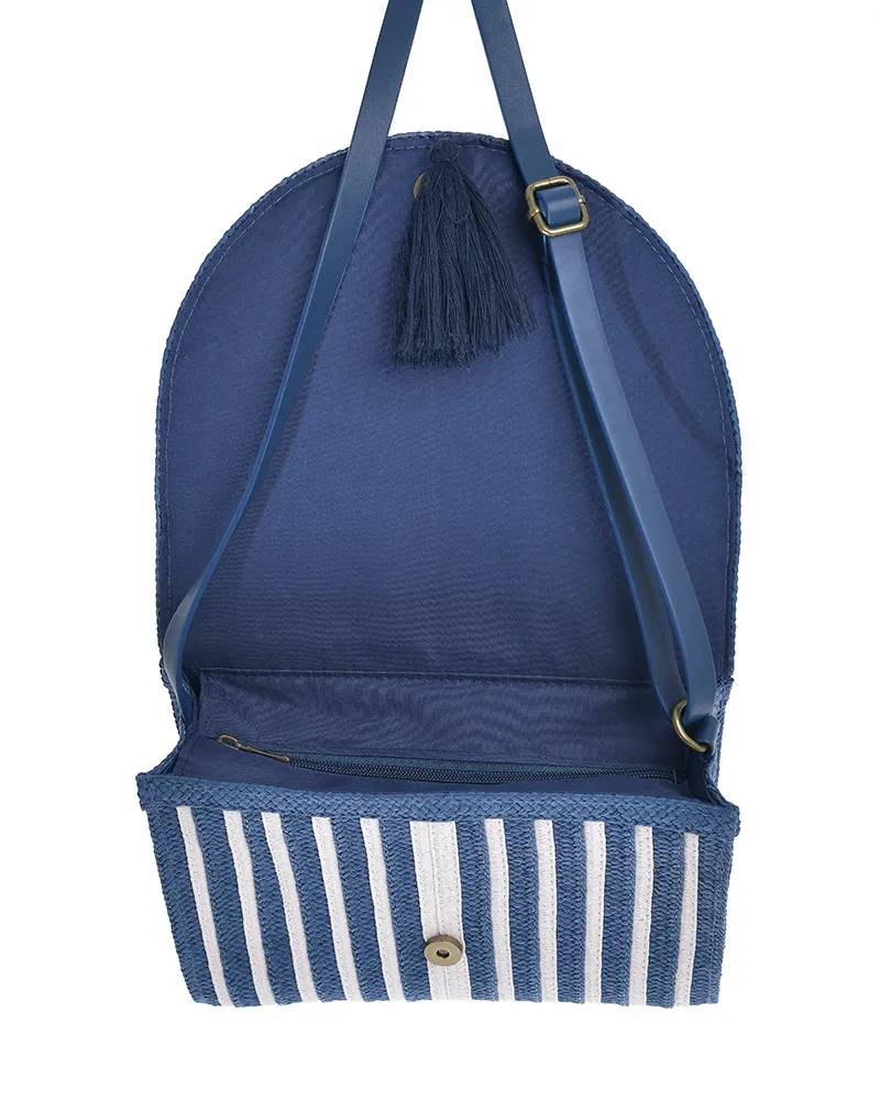 ΤΣΑΝΤΑΚΙ ΨΑΘΙΝΟ ΜΠΛΕ/ΕΚΡΟΥ ΜΕ ΡΙΓΕΣ 26Χ8Χ21