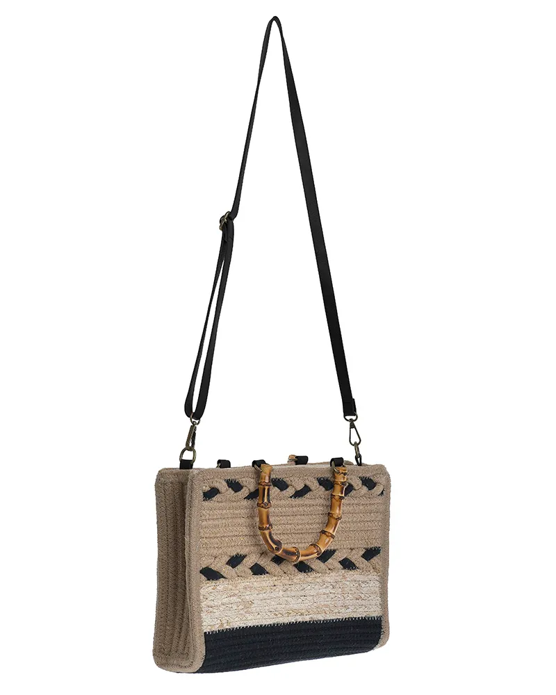 ΤΣΑΝΤΑ ΨΑΘΙΝΗ ΜΑΥΡΗ/ΕΚΡΟΥ ΜΕ ΚΟΚΚΑΛΙΝΑ ΧΕΡΟΥΛΙΑ 31Χ8Χ23