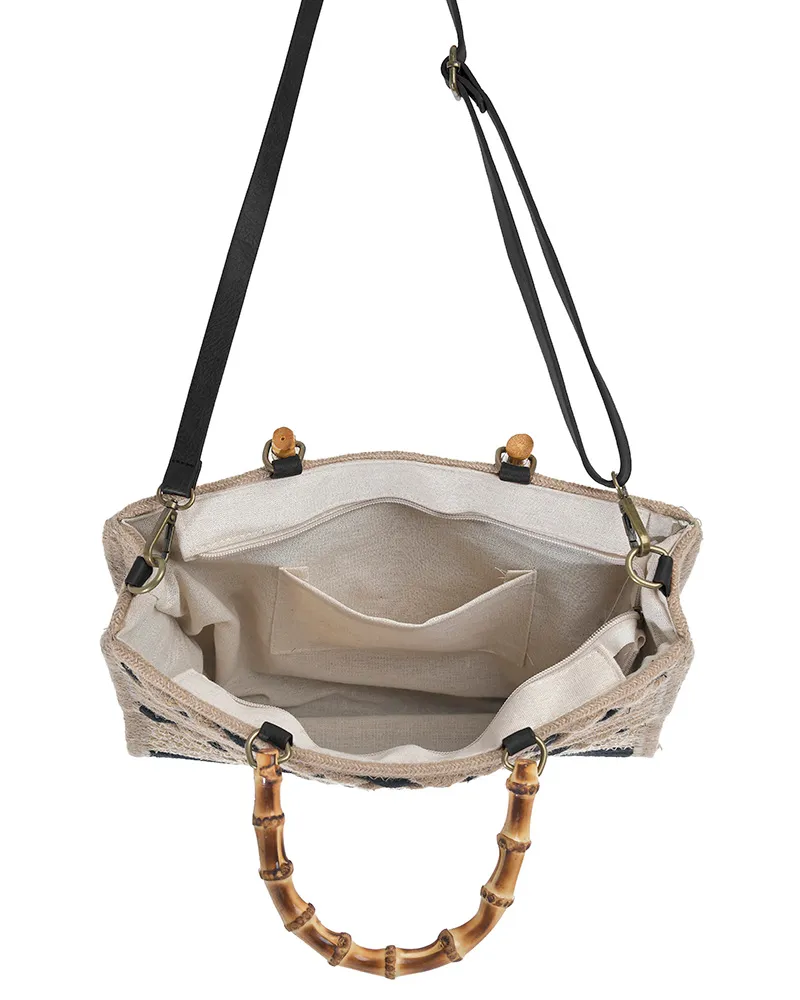 ΤΣΑΝΤΑ ΨΑΘΙΝΗ ΜΑΥΡΗ/ΕΚΡΟΥ ΜΕ ΚΟΚΚΑΛΙΝΑ ΧΕΡΟΥΛΙΑ 31Χ8Χ23