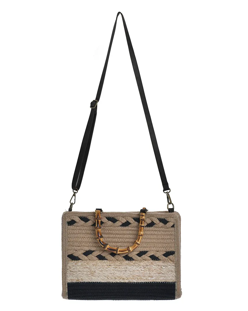 ΤΣΑΝΤΑ ΨΑΘΙΝΗ ΜΑΥΡΗ/ΕΚΡΟΥ ΜΕ ΚΟΚΚΑΛΙΝΑ ΧΕΡΟΥΛΙΑ 31Χ8Χ23