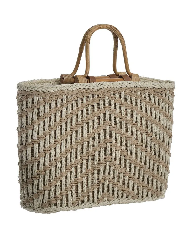 ΤΣΑΝΤΑ ΨΑΘΙΝΗ ΜΠΕΖ/ΕΚΡΟΥ ΜΕ ΚΟΚΚΑΛΙΝΑ ΧΕΡΟΥΛΙΑ 35Χ12Χ25