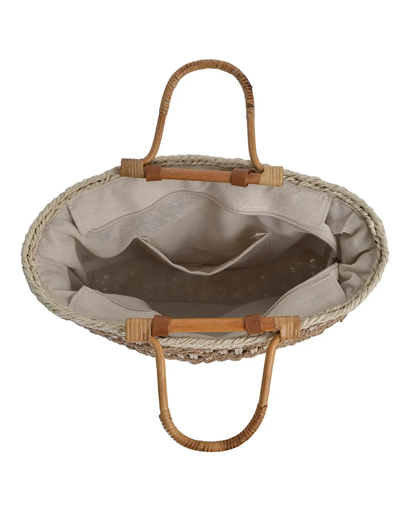 ΤΣΑΝΤΑ ΨΑΘΙΝΗ ΜΠΕΖ/ΕΚΡΟΥ ΜΕ ΚΟΚΚΑΛΙΝΑ ΧΕΡΟΥΛΙΑ 35Χ12Χ25