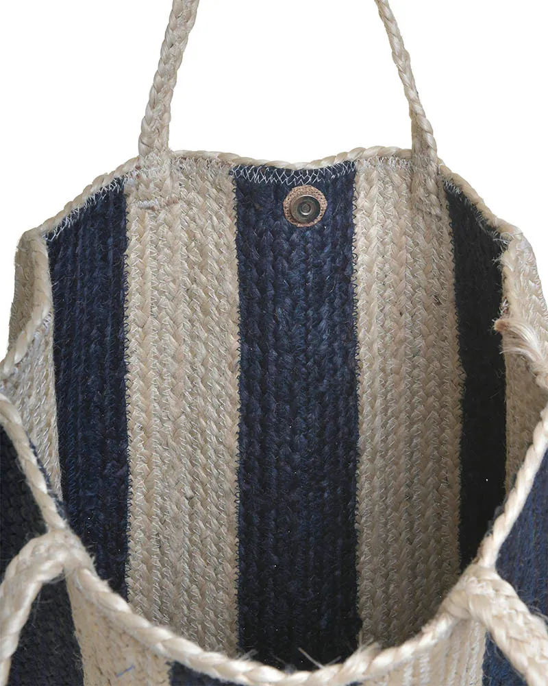 ΤΣΑΝΤΑ ΨΑΘΙΝΗ ΑΣΠΡΟΜΑΥΡΗ (100%JUTE) 42X12X40/65