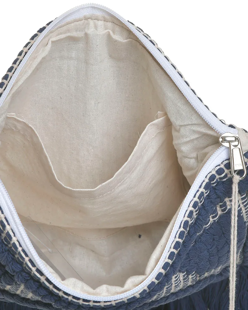 ΤΣΑΝΤΑΚΙ ΥΦΑΣΜΑΤΙΝΟ/ ΦΑΚΕΛΟΣ ΜΠΛΕ/ΜΠΕΖ ΜΕ ΚΡΟΣΣΙΑ (100% COTTON) 30X2X23/34