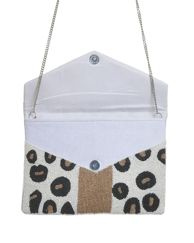 ΤΣΑΝΤΑΚΙ ΥΦΑΣΜΑΤΙΝΟ ΛΕΥΚΟ ΜΕ ΜΑΥΡΕΣ/ΧΡΥΣΕΣ ΧΑΝΤΡΕΣ (100% COTTON) 26Χ1Χ18/68