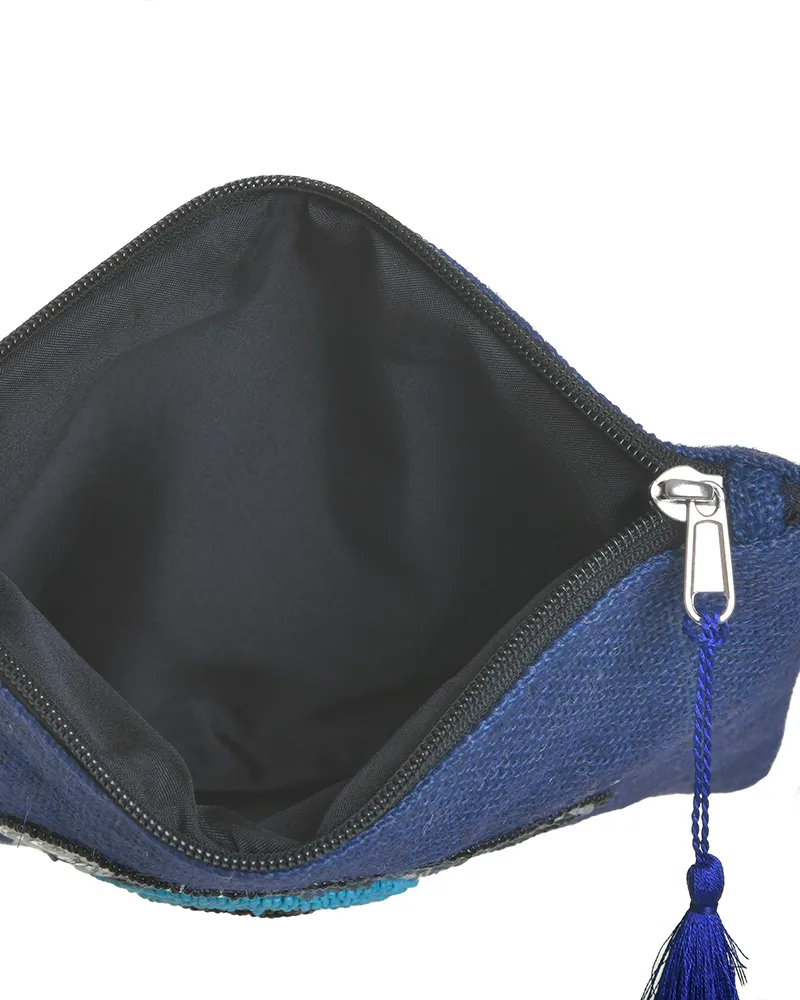 ΤΣΑΝΤΑΚΙ ΥΦΑΣΜΑΤΙΝΟ ΜΠΛΕ ''ΜΑΤΙ'' ΜΕ ΧΑΝΤΡΕΣ ΚΑΙ ΠΟΥΛΙΕΣ (100% COTTON) 25X1X20