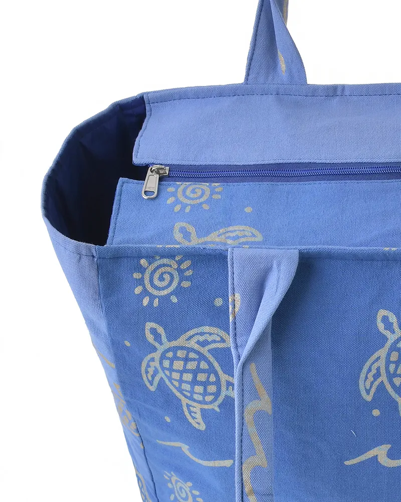 ΤΣΑΝΤΑ ΥΦΑΣΜΑΤΙΝΗ ΜΠΛΕ ΜΕ ΧΕΛΩΝΕΣ 42X35X20 (100% COTTON)