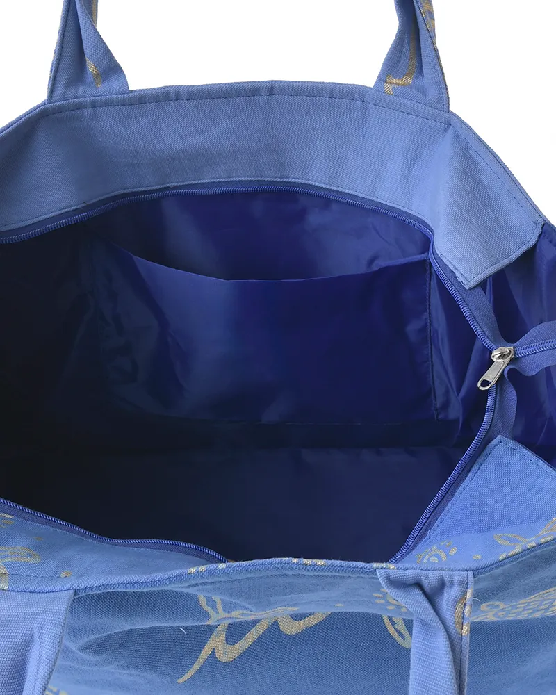 ΤΣΑΝΤΑ ΥΦΑΣΜΑΤΙΝΗ ΜΠΛΕ ΜΕ ΧΕΛΩΝΕΣ 42X35X20 (100% COTTON)