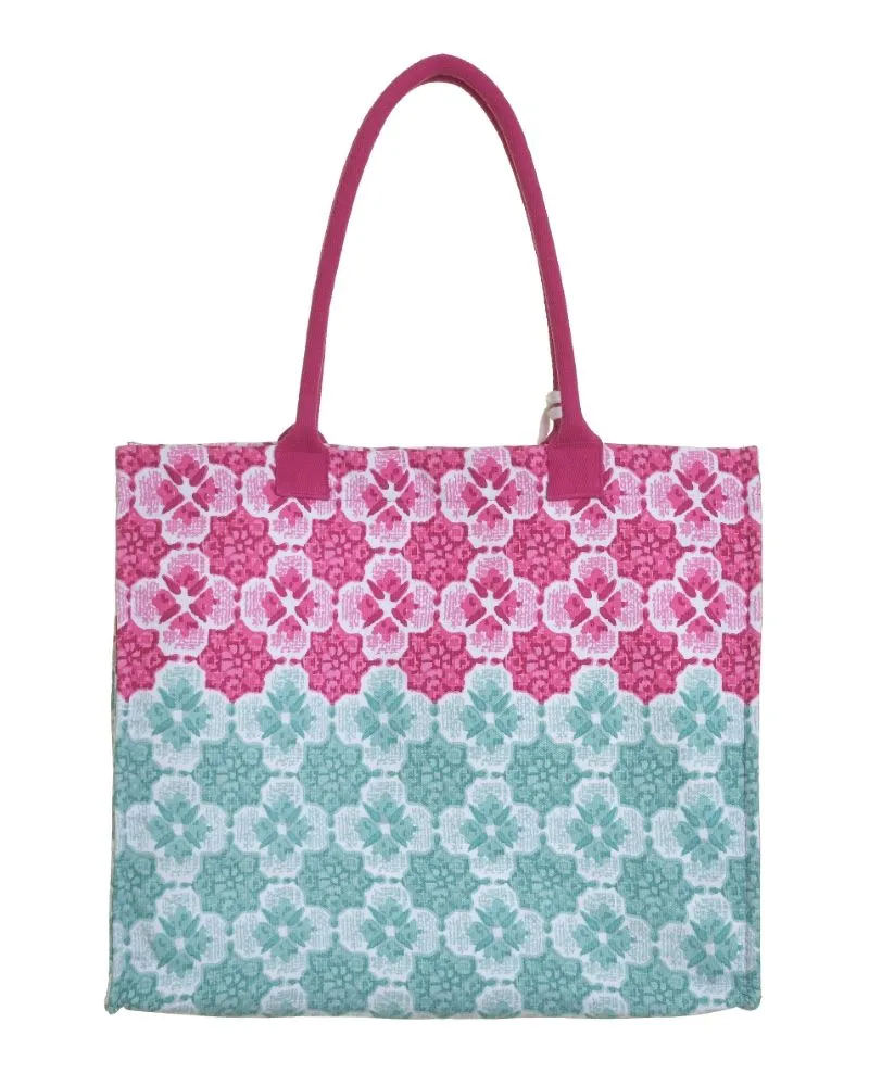 ΤΣΑΝΤΑ ΥΦΑΣΜΑΤΙΝH ΠΡΑΣΙΝΟ/ΡΟΖ ΜΕ ΣΧΕΔΙΑ (50%COTTON 50% POLYESTER) 42Χ15Χ38/62 ΤΣΑΝΤΑ ΥΦΑΣΜΑΤΙΝH ΠΡΑΣΙΝΟ/ΡΟΖ ΜΕ ΣΧΕΔΙΑ (50%COTTON 50% POLYESTER) 42Χ15Χ38/62