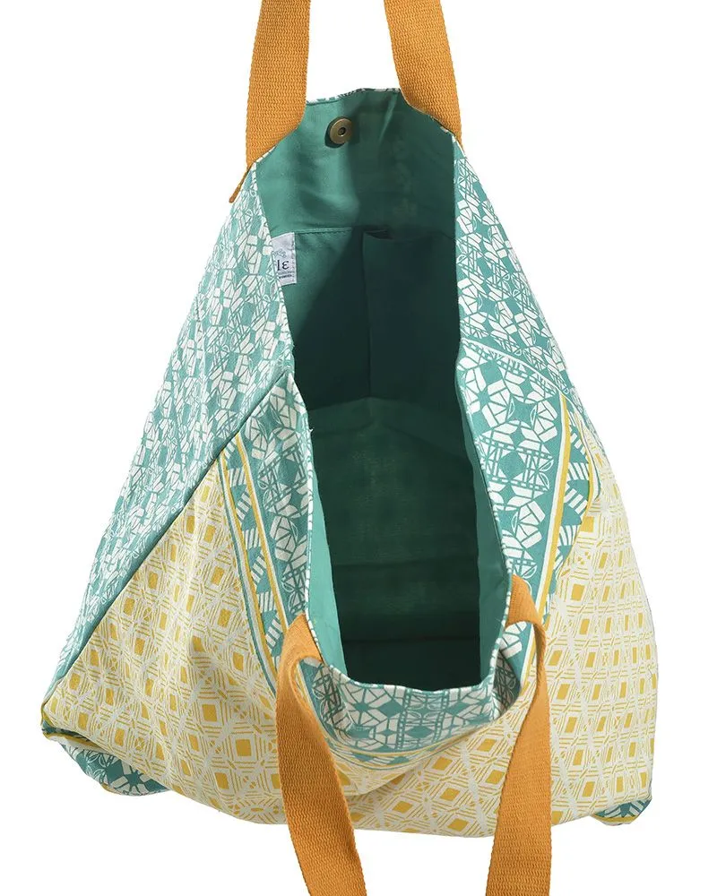 ΤΣΑΝΤΑ ΥΦΑΣΜΑΤΙΝH ΣΕ ΛΕΥΚΟ/ΜΠΛΕ/ΚΙΡΤΙΝΟ ΧΡΩΜΑ (50% COTTON 50% POLYESTER)